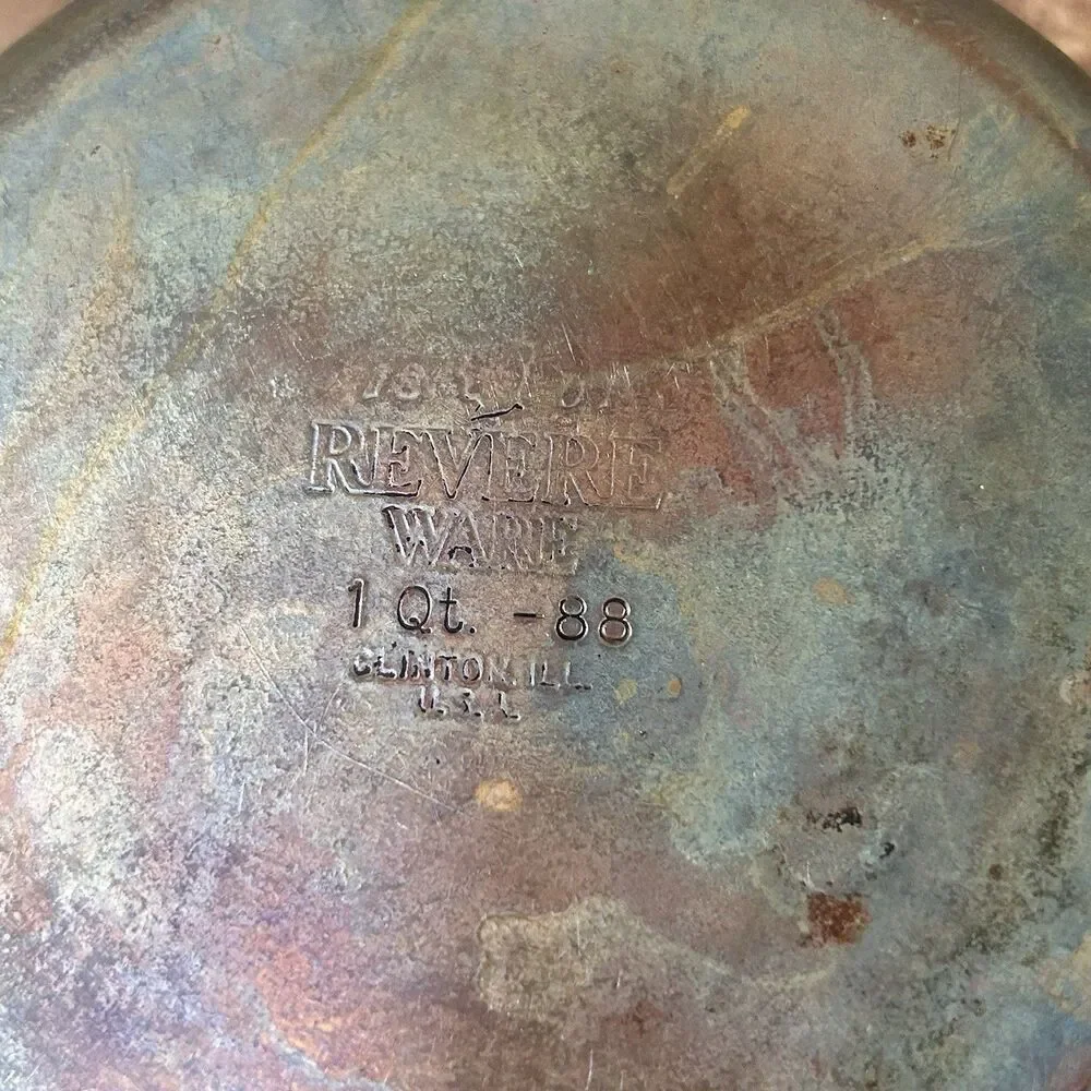 Revere Ware 1 Qt Saucepan Clinton Ill USA Stainless - Copper Bottom